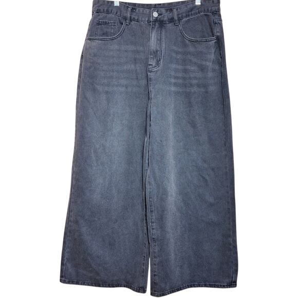 Cider NEW Mid-rise baggy oversized wide legs jeans gray Y2K skater style trendy - Picture 2 of 5